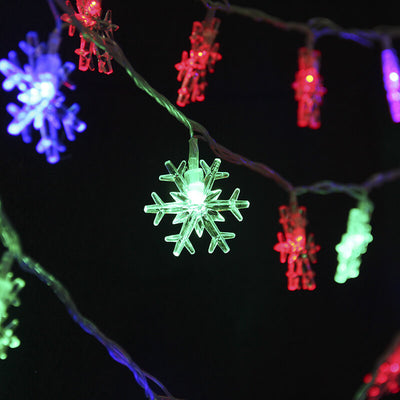 LED String Lights Christmas Snowflake Colorful 20 Light LED Waterproof Outdoor String Lights