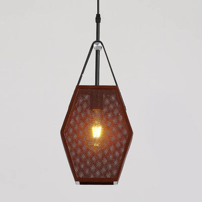 Industrial Vintage Hexagonal Iron Mesh 1-Light Pendant Light