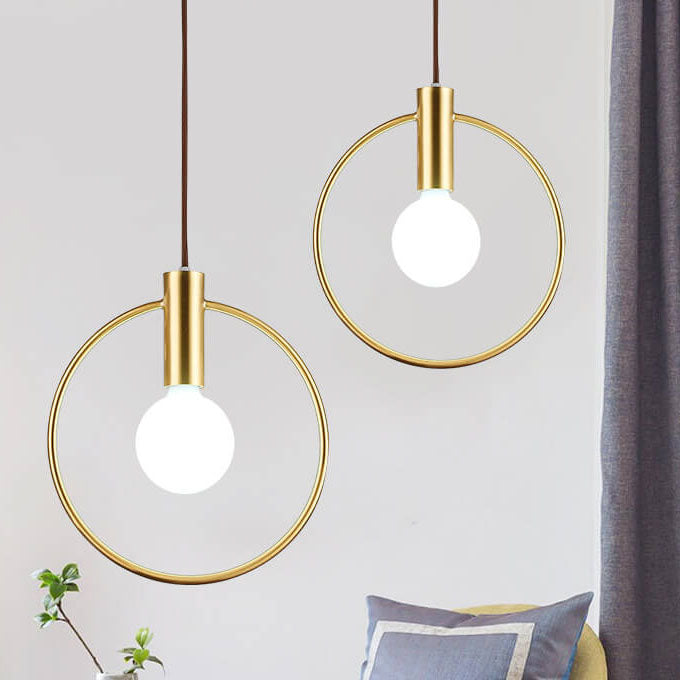 Modern Electroplated Copper Ring 1-Light Pendant Light