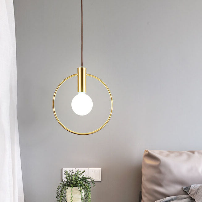 Modern Electroplated Copper Ring 1-Light Pendant Light