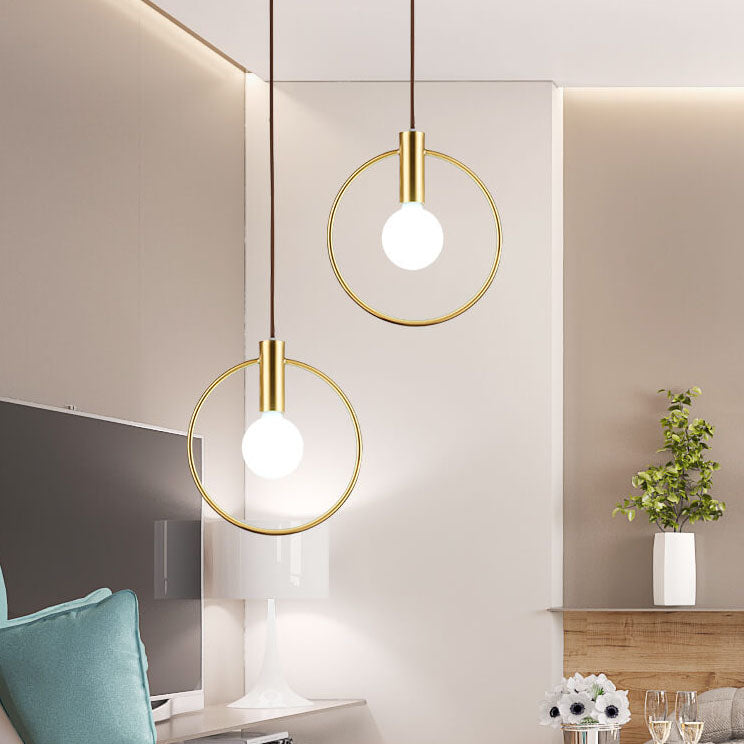 Modern Electroplated Copper Ring 1-Light Pendant Light