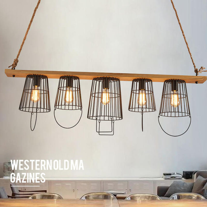 Industrielle 5-Licht Metallfass-Kronleuchter 