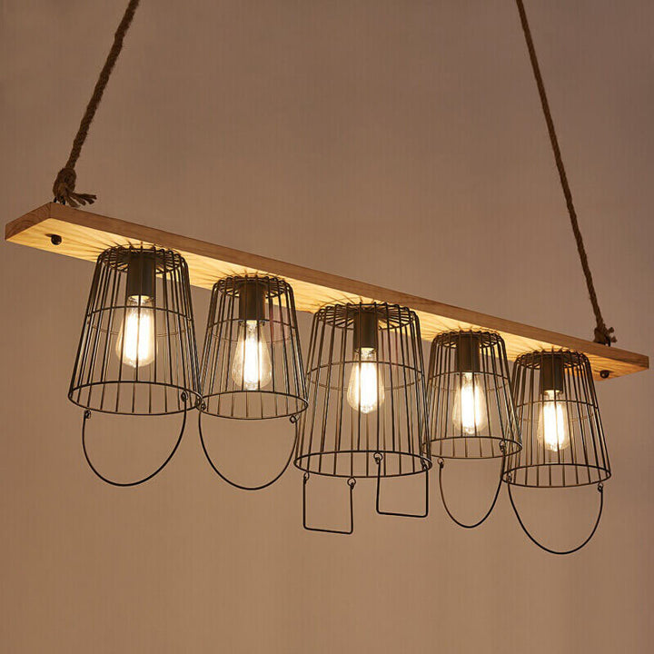 Industrielle 5-Licht Metallfass-Kronleuchter 