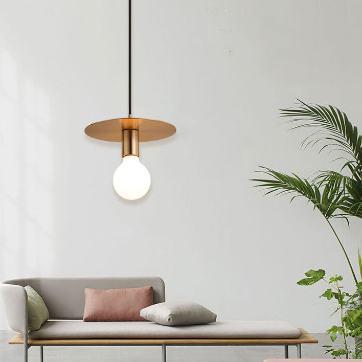 Modern Creative Circle Flat Single Bulb Pendant Light