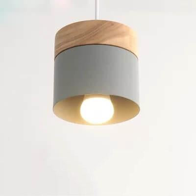 Modern Macarons Cylinder 1-Light Wooden Top Pendant Light