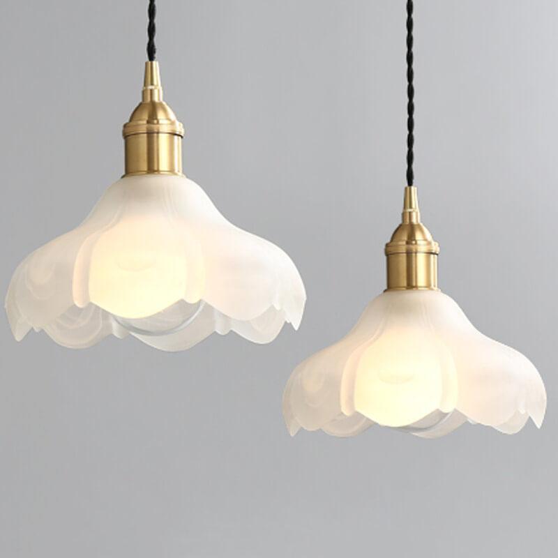Suspension Luminaire en Verre avec Dentelle Vintage Nordique à 1 Lumière 