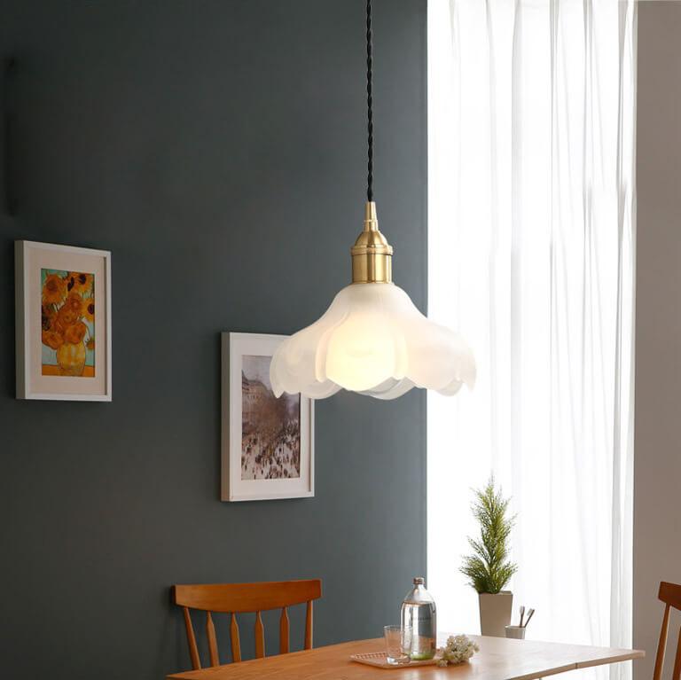 Suspension Luminaire en Verre avec Dentelle Vintage Nordique à 1 Lumière 