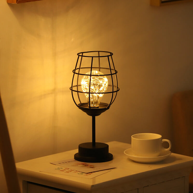 Retro Schmiedeeisen Weinflasche Nachtlicht Tischlampe 