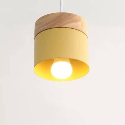 Modern Macarons Cylinder 1-Light Wooden Top Pendant Light