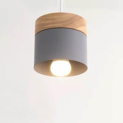 Modern Macarons Cylinder 1-Light Wooden Top Pendant Light