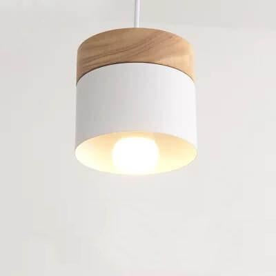 Modern Macarons Cylinder 1-Light Wooden Top Pendant Light