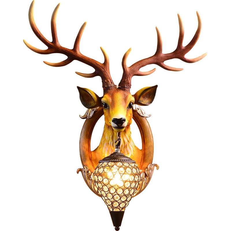 Vintage Antler Fruits Shade Resin 1-Light Wall Sconce Lamp