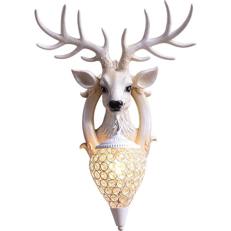 Vintage Antler Fruits Shade Resin 1-Light Wall Sconce Lamp