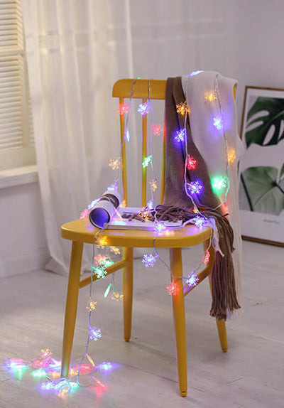 LED String Lights Christmas Snowflake Colorful 20 Light LED Waterproof Outdoor String Lights