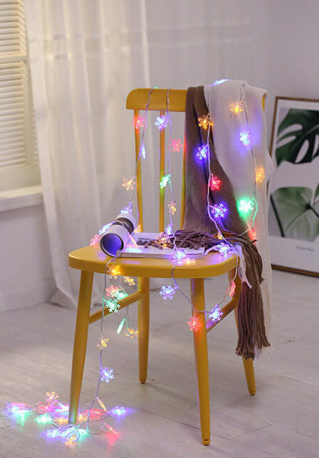 LED String Lights Christmas Snowflake Colorful 20 Light LED Waterproof Outdoor String Lights