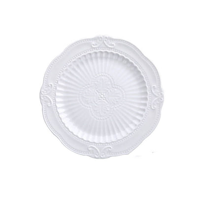 European Style Rococo White Porcelain Dinner Plate