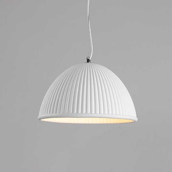 Luminaire suspendu en forme de dôme à 1 lumière en résine nervurée industrielle 