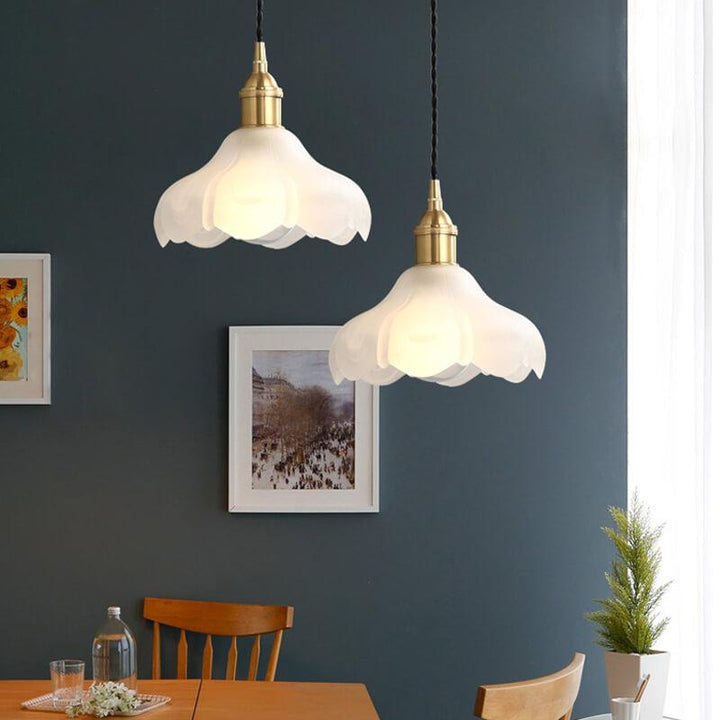 Nordic Vintage Lace Glass 1-Licht Pendelleuchte 