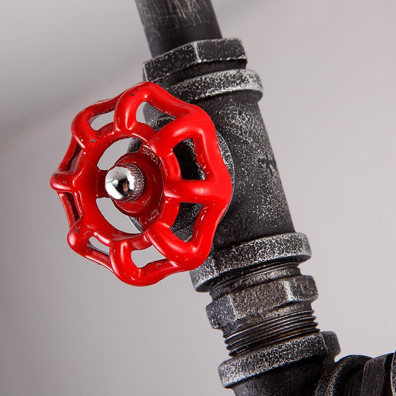 Luz colgante de diseño industrial retro con forma de botella de metal de 1 luz, válvula roja y enchufe de tubería 
