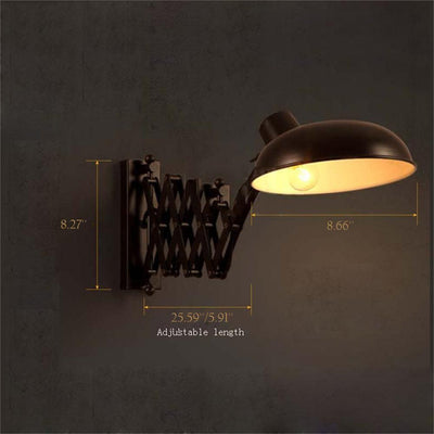 Retro Industrial Stretch Wrought Iron 1-Light Wall Sconce Lamp