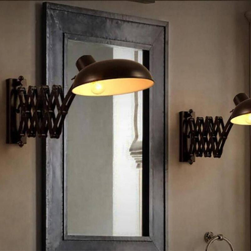 Retro Industrial Stretch Wrought Iron 1-Light Wall Sconce Lamp