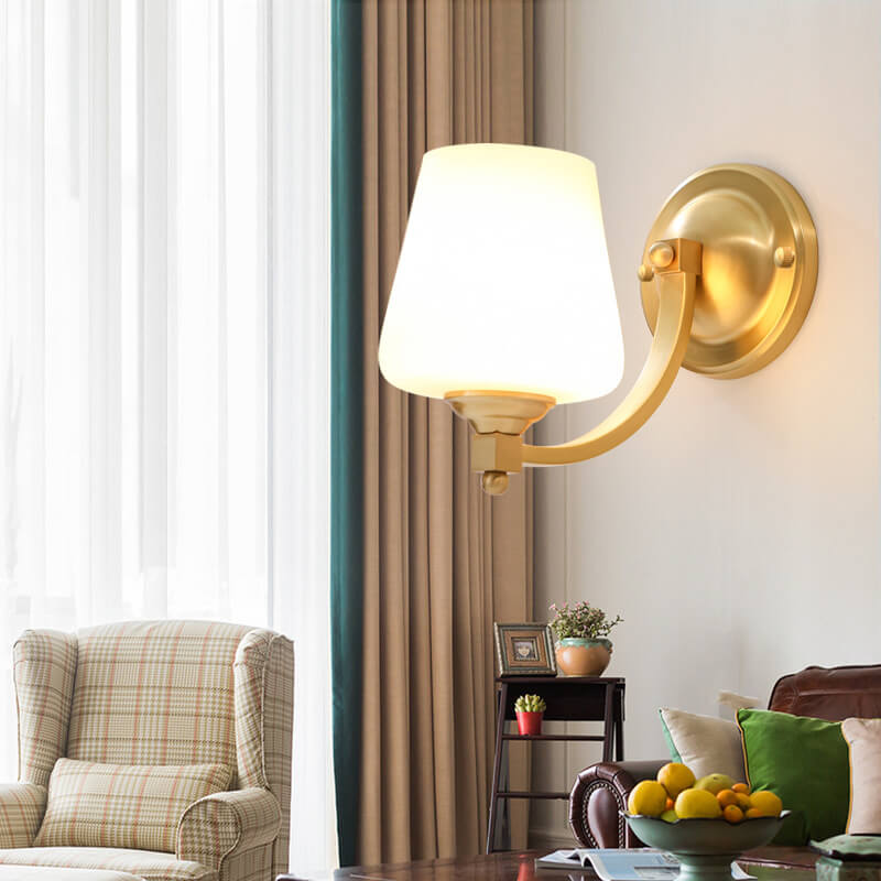 Modern 1-Light Glass Cylindrical Shade Sconce Lamp