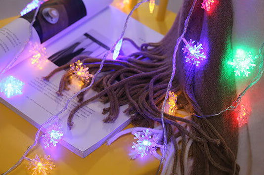 LED String Lights Christmas Snowflake Colorful 20 Light LED Waterproof Outdoor String Lights