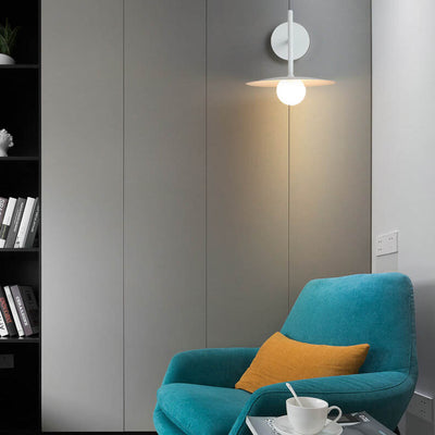 Modern Minimalist Solid Color Round Hardware Glass 1-Light Wall Sconce Lamp