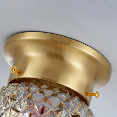 Modern Minimalist Pineapple Stripes Copper Glass 1-Light Semi-Flush Mount Ceiling Light