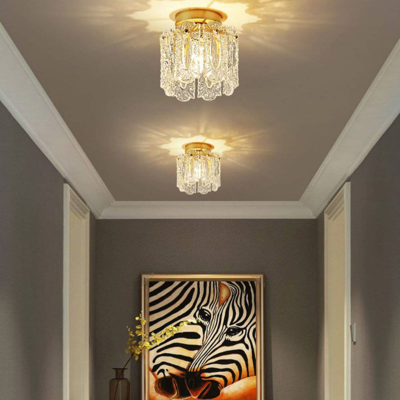Modern Light Luxury Carved Glass Design 1-Light Semi-Flush Mount Light
