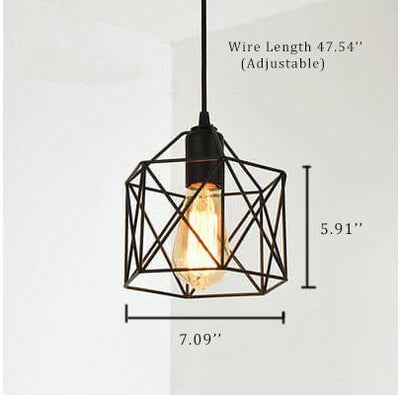 Wrought Iron Openwork 1-Light Small Hexagon Pendant Light