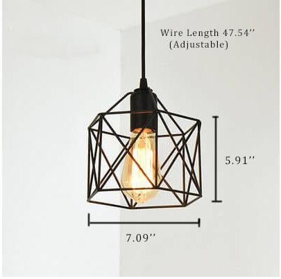 Wrought Iron Openwork 1-Light Small Hexagon Pendant Light