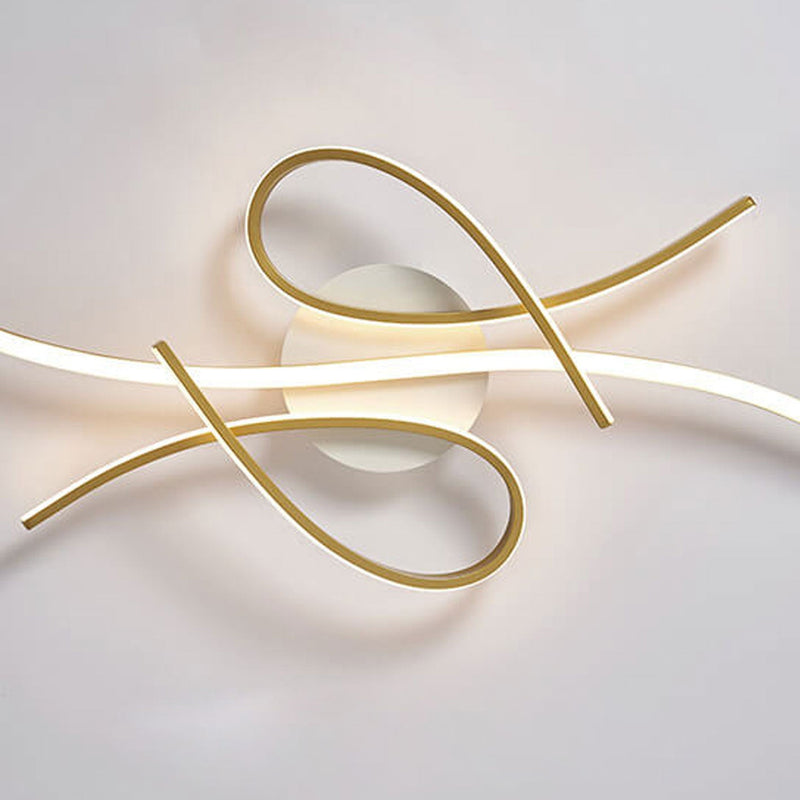 Modern Creative Bending Curves Line Design LED Flush Mount Ceiling Light