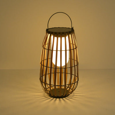 Contemporary Retro Imitation Rattan Weaving Cage Waterproof LED Lawn Landscape Light For Garden