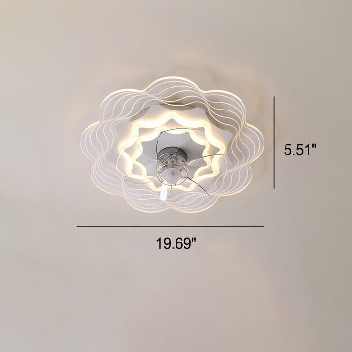 Modern Light Luxury Geometric Line Design LED Flush Mount Ceiling Fan Light