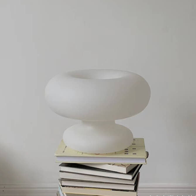 Danish Milk White Mushroom 1-Light Table Lamp