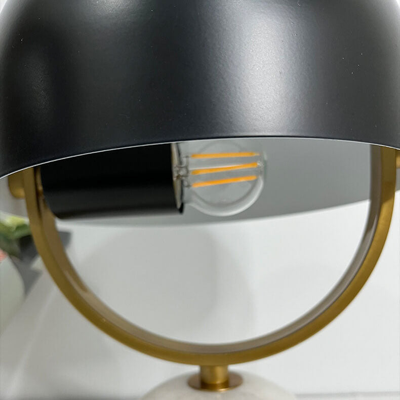 Moderne kreative runde drehbare 1-Licht-Tischlampe mit Marmorsockel