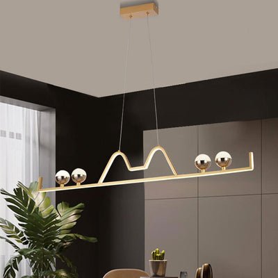 Nordic Light Luxury Long Bar Dekorativer Silikon-LED-Insel-Licht-Kronleuchter 