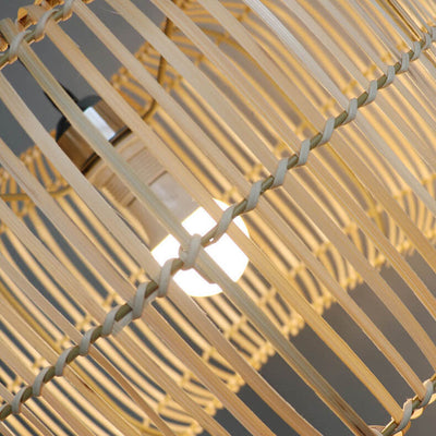 Chinese Minimalist Rustic Bamboo Art 1-Light Pendant Light