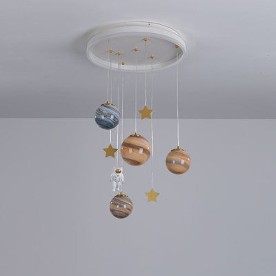 Contemporary Creative Aluminum Round Shade Acrylic Glass Ball LED Kid's Flush Mount Ceiling Light For Bedroom