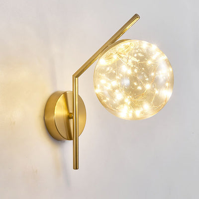 Applique murale LED créative européenne avec boule de verre pleine étoile 