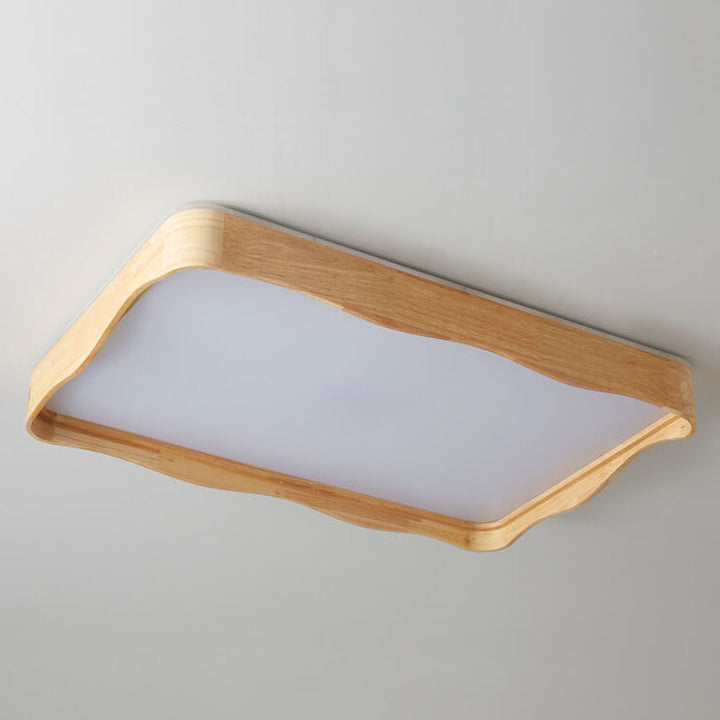 Luz de techo LED montada al ras con diseño de ondas cuadradas originales japonesas de madera 