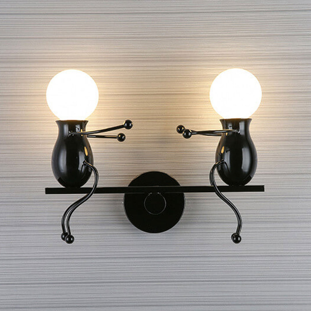 Moderna Creativa Dos Pequeñas Personas Lámpara Aplique de Pared de 2 Luces 