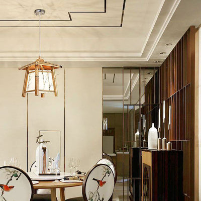 Japanese Rustic Vintage Bamboo Weaving 1-Light Pendant Light