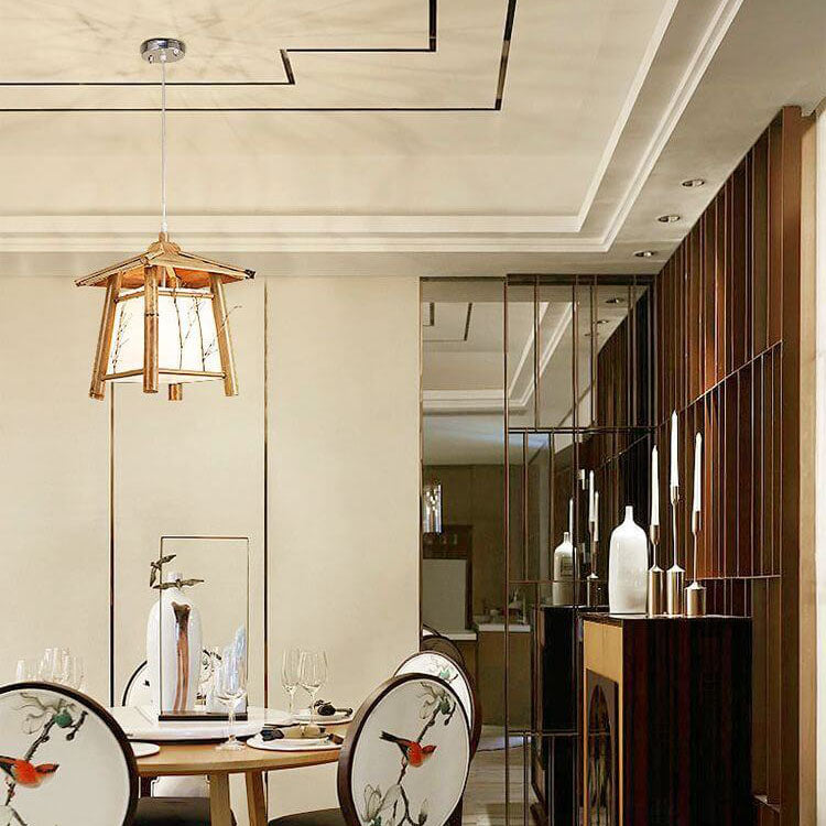 Japanese Rustic Vintage Bamboo Weaving 1-Light Pendant Light