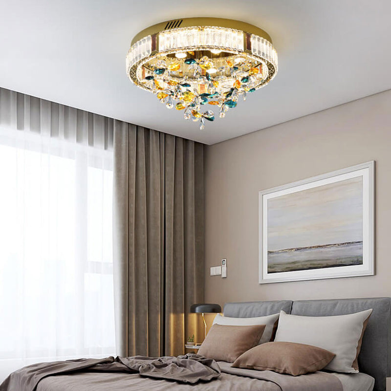 Modern Jane Clover Stainless Steel Crystal LED Flush Mount Ceiling Light