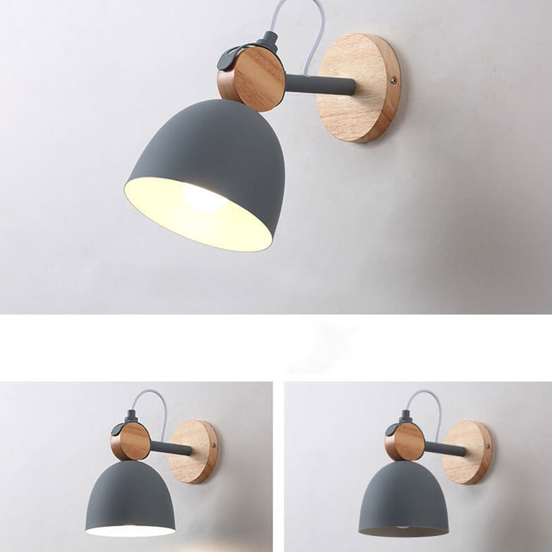 Nordic Macaron Dome Log 1-Light Rotatable Wall Sconce Lamp