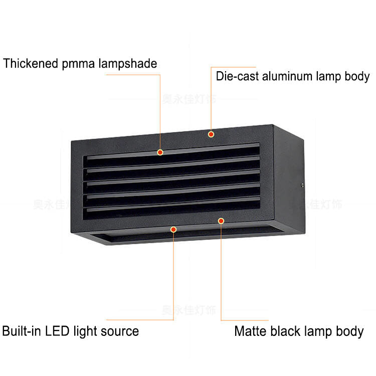 Applique Murale Moderne Carrée en Aluminium Imperméable à LED pour Jardin 