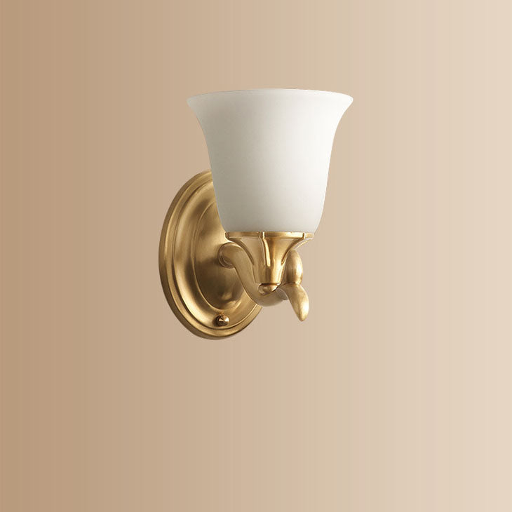 European Luxury Brass Glass Cup Shape 1/2 Light Wall Sconce Lamp