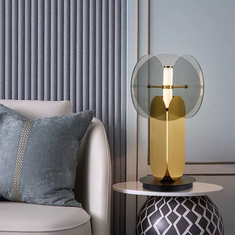 Lampe de table LED en fer et verre d&